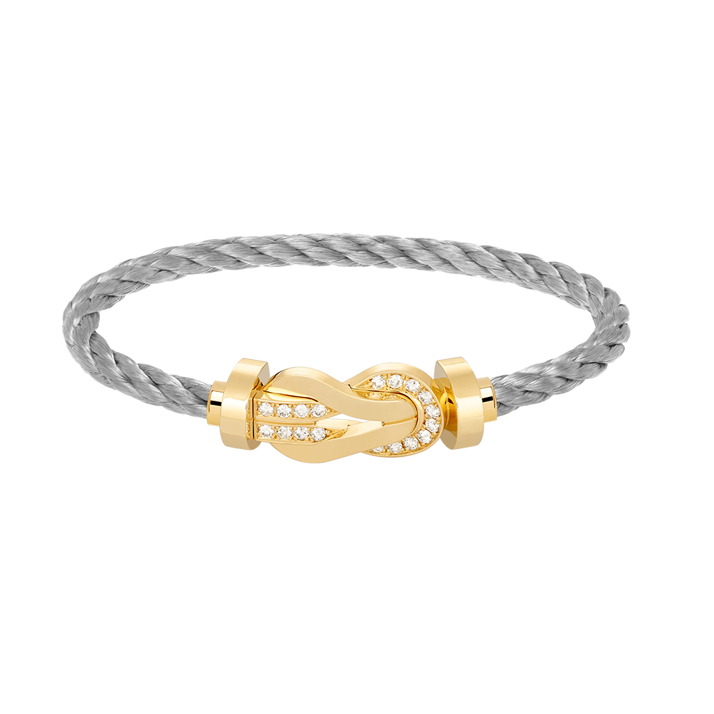 [🌹Rose💎]CHANCE LARGE 8 FIGURE BUCKLE HALF DIAMOND BRACELET GOLD