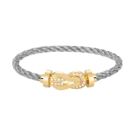 [🌹Rose💎]CHANCE LARGE 8 FIGURE BUCKLE HALF DIAMOND BRACELET GOLD