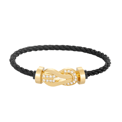 [Rose Jewelrys]CHANCE LARGE 8 FIGURE BUCKLE HALF DIAMOND BRACELET GOLD