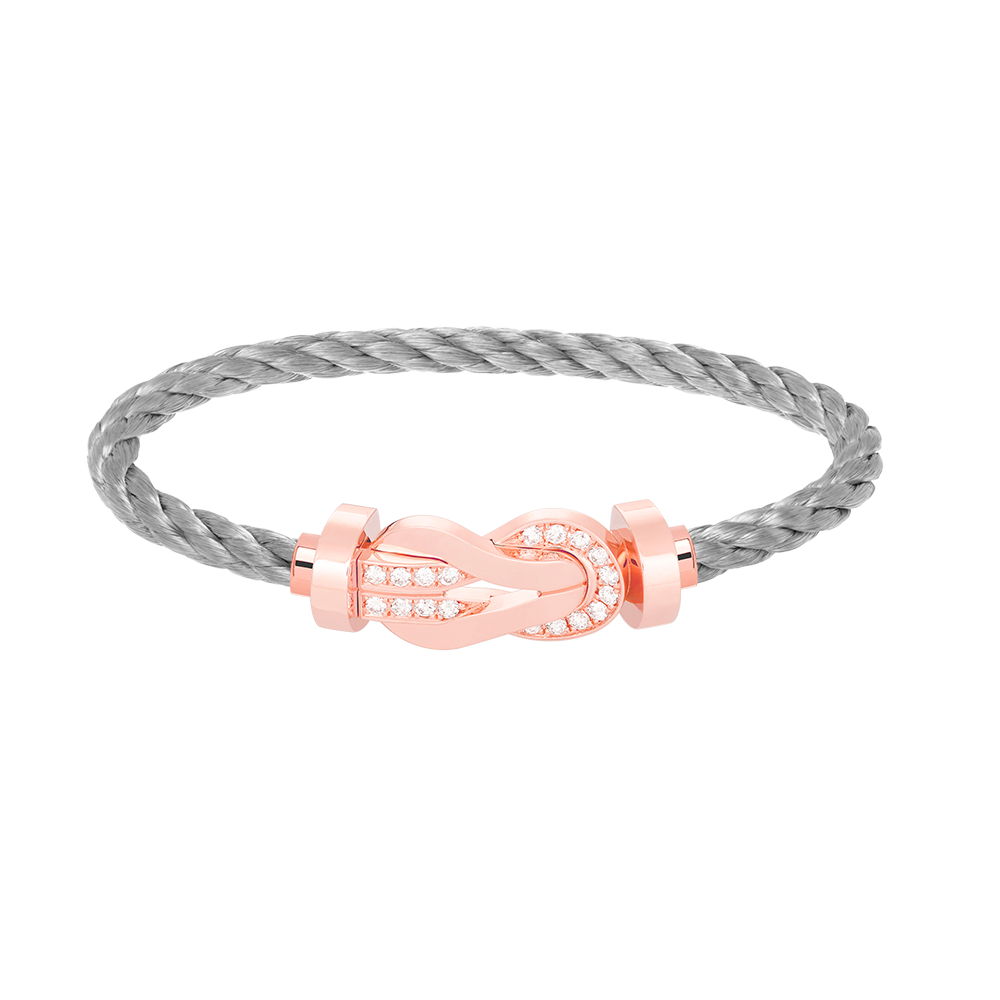 [🌹Rose💎]CHANCE LARGE 8 FIGURE BUCKLE HALF DIAMOND BRACELET ROSE GOLD