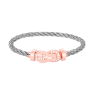 [🌹Rose💎]CHANCE LARGE 8 FIGURE BUCKLE HALF DIAMOND BRACELET ROSE GOLD