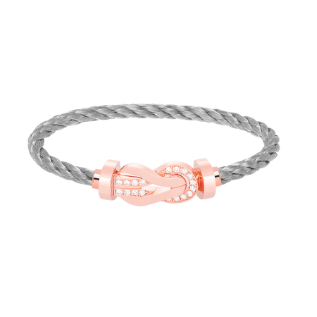 [🌹Rose💎]CHANCE LARGE 8 FIGURE BUCKLE HALF DIAMOND BRACELET ROSE GOLD