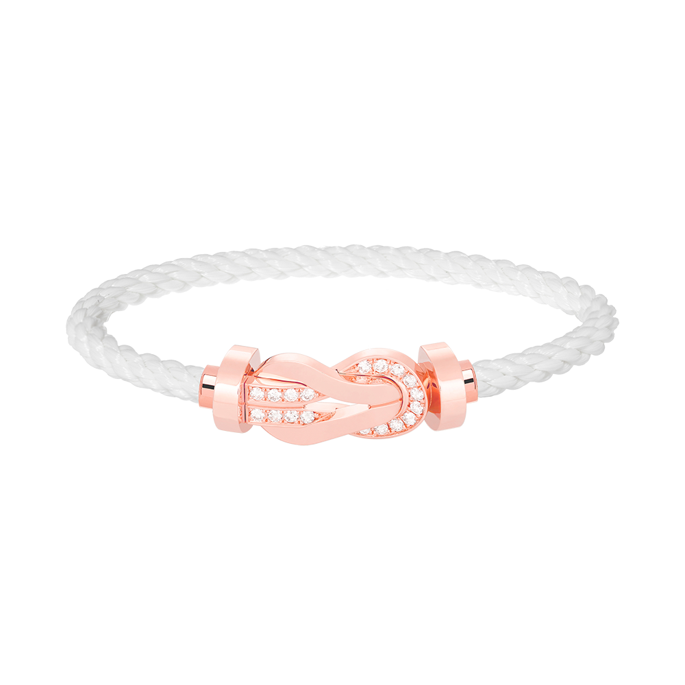 [Rose Jewelrys]CHANCE LARGE 8 FIGURE BUCKLE HALF DIAMOND BRACELET ROSE GOLD