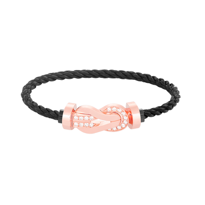 [Rose Jewelrys]CHANCE LARGE 8 FIGURE BUCKLE HALF DIAMOND BRACELET ROSE GOLD