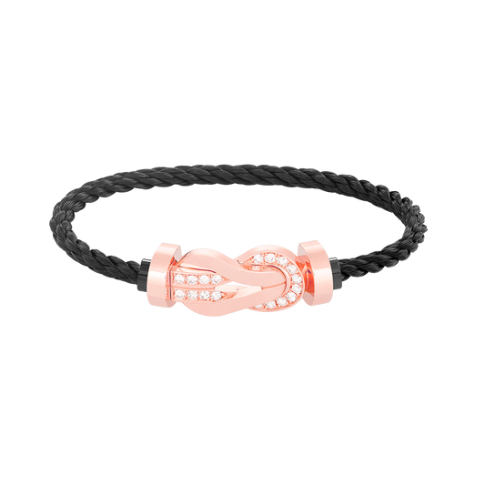 [Rose Jewelrys]CHANCE LARGE 8 FIGURE BUCKLE HALF DIAMOND BRACELET ROSE GOLD