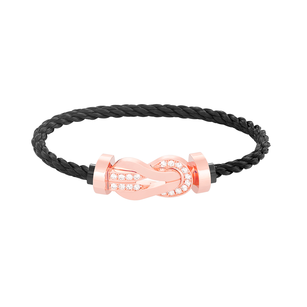 [🌹Rose💎]CHANCE LARGE 8 FIGURE BUCKLE HALF DIAMOND BRACELET ROSE GOLD
