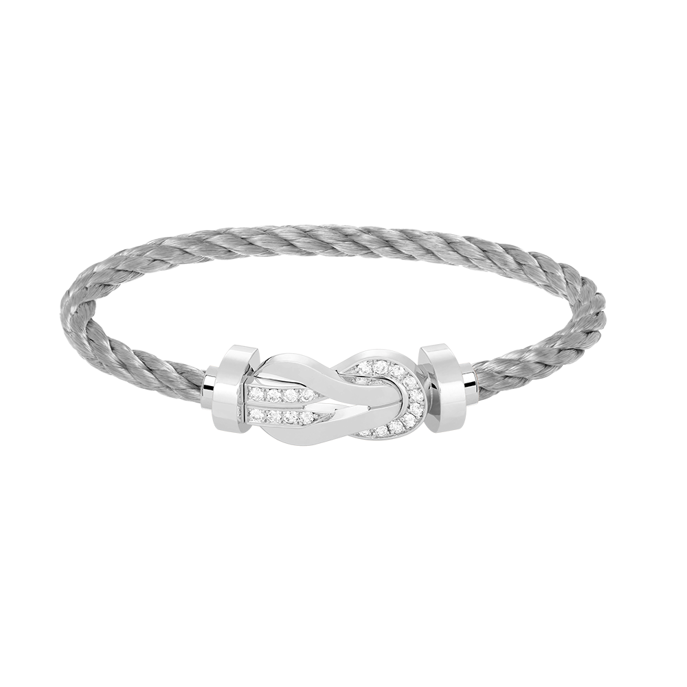 [🌹Rose💎]CHANCE LARGE 8 FIGURE BUCKLE HALF DIAMOND BRACELET SILVER