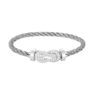 [🌹Rose💎]CHANCE LARGE 8 FIGURE BUCKLE HALF DIAMOND BRACELET SILVER
