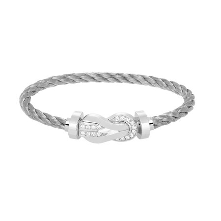 [🌹Rose💎]CHANCE LARGE 8 FIGURE BUCKLE HALF DIAMOND BRACELET SILVER
