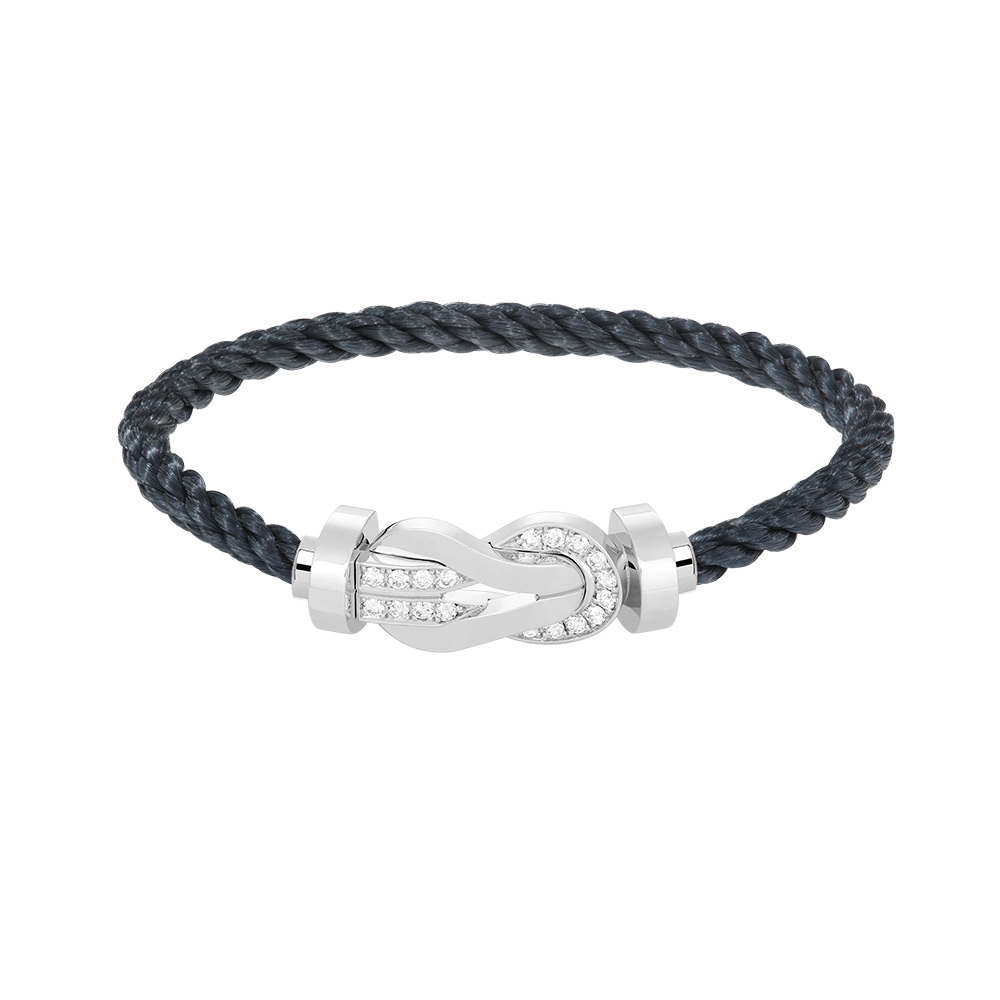 [🌹Rose💎]CHANCE LARGE 8 FIGURE BUCKLE HALF DIAMOND BRACELET SILVER