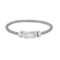 [🌹Rose💎]CHANCE LARGE 8 FIGURE BUCKLE FULL DIAMOND BRACELET SILVER