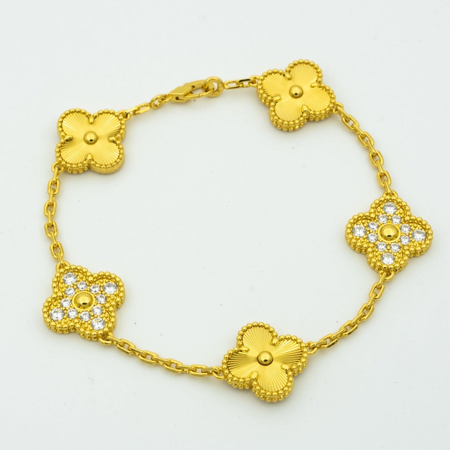[]CLOVER BRACELET 5 MOTIFS GOLD DIAMOND