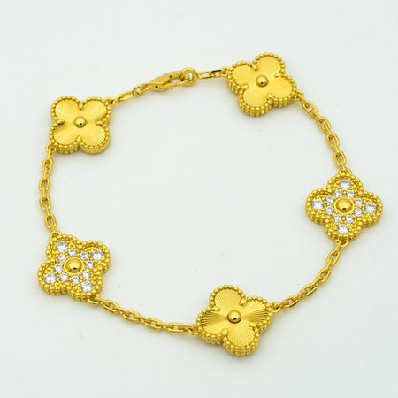 [🌹Rose💎]CLOVER BRACELET 5 MOTIFS GOLD DIAMOND