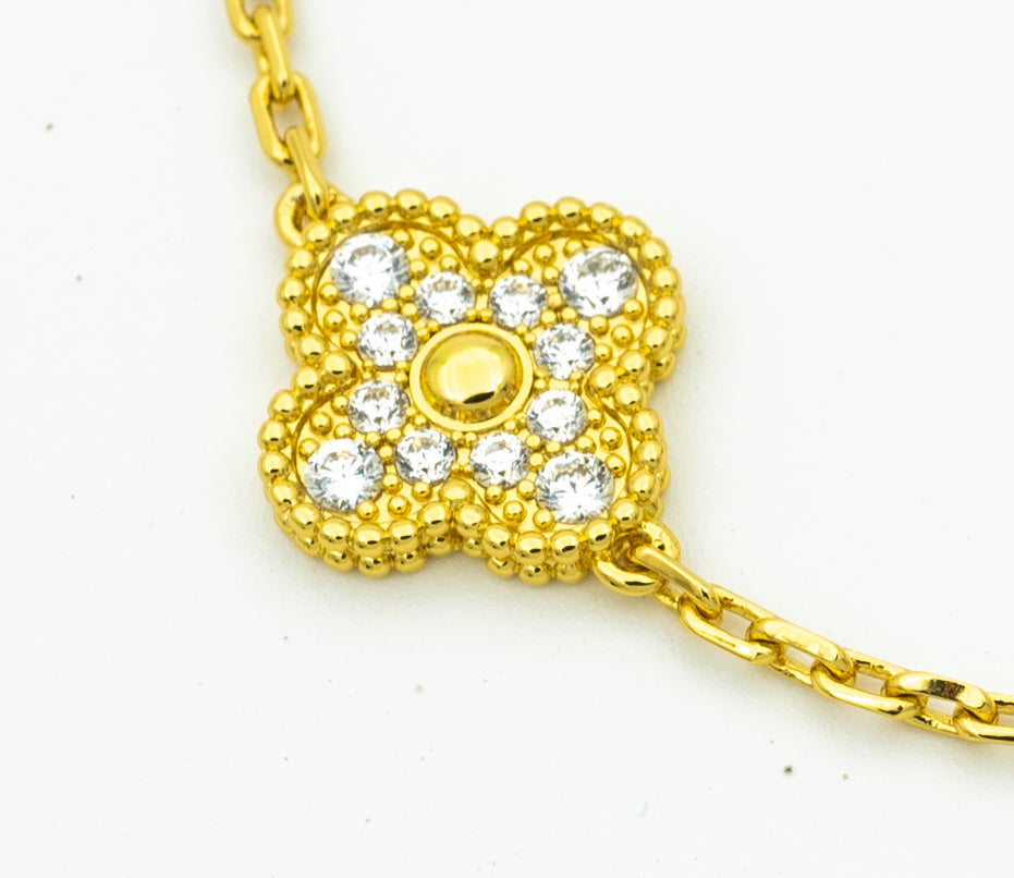 []CLOVER BRACELET 5 MOTIFS GOLD DIAMOND