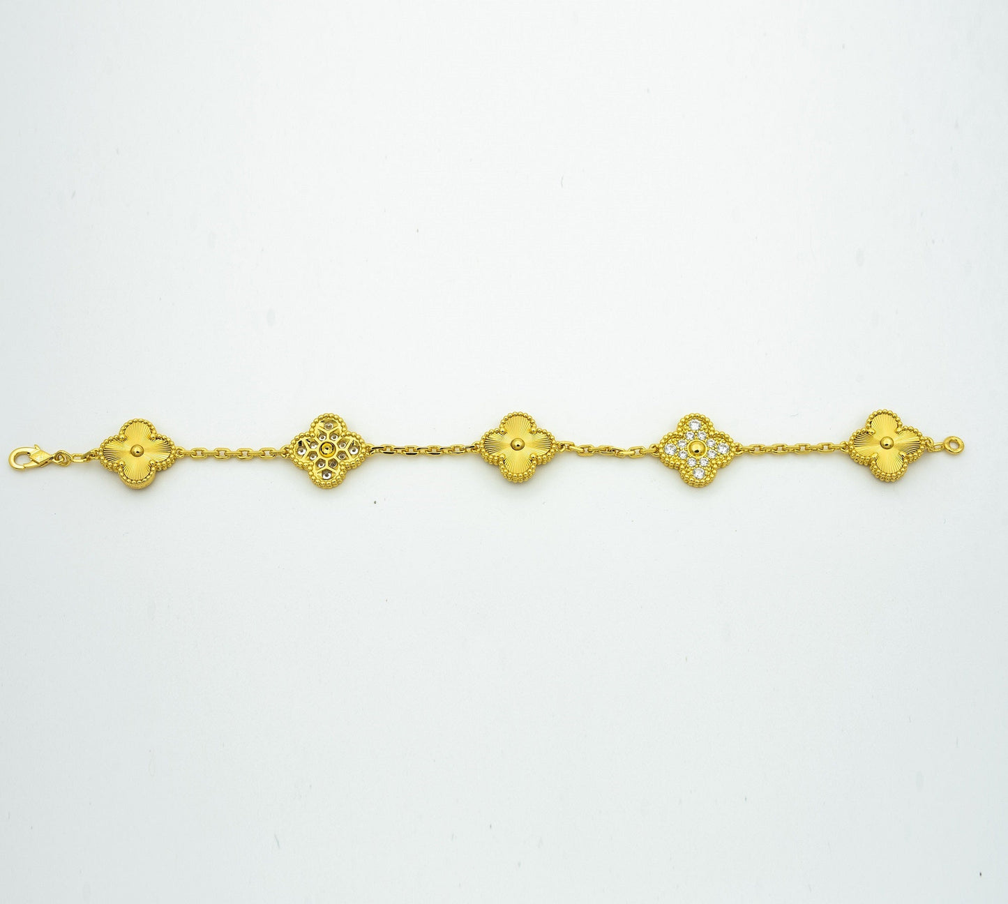 []CLOVER BRACELET 5 MOTIFS GOLD DIAMOND