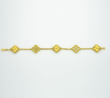 []CLOVER BRACELET 5 MOTIFS GOLD DIAMOND