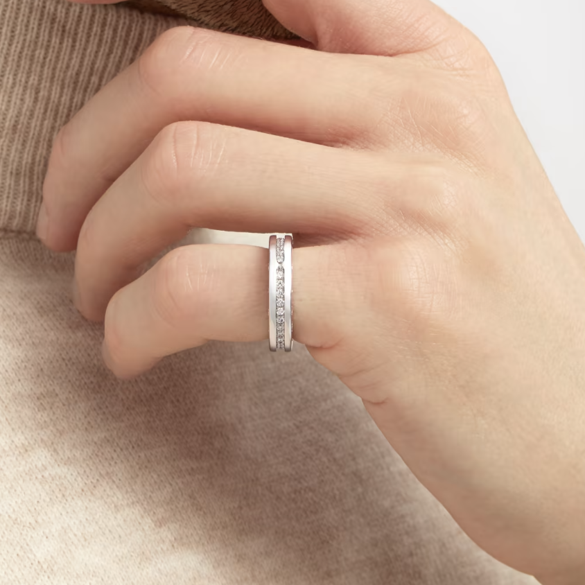 [Rose Jewelrys]ZERO 1 ONE-BAND PAVED DIAMONDS ON THE SPIRAL RING