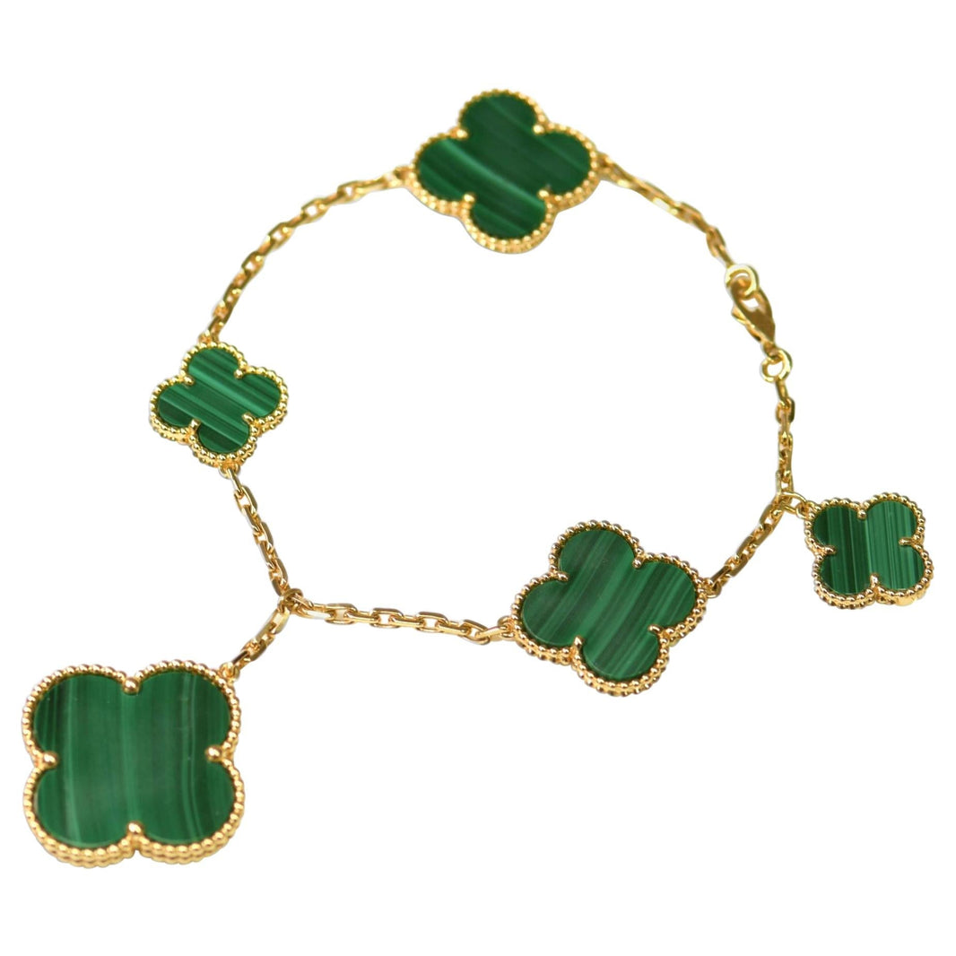 [🌹Rose💎]MAGIC CLOVER MALACHITE GOLD BRACELET 5 MOTIFS
