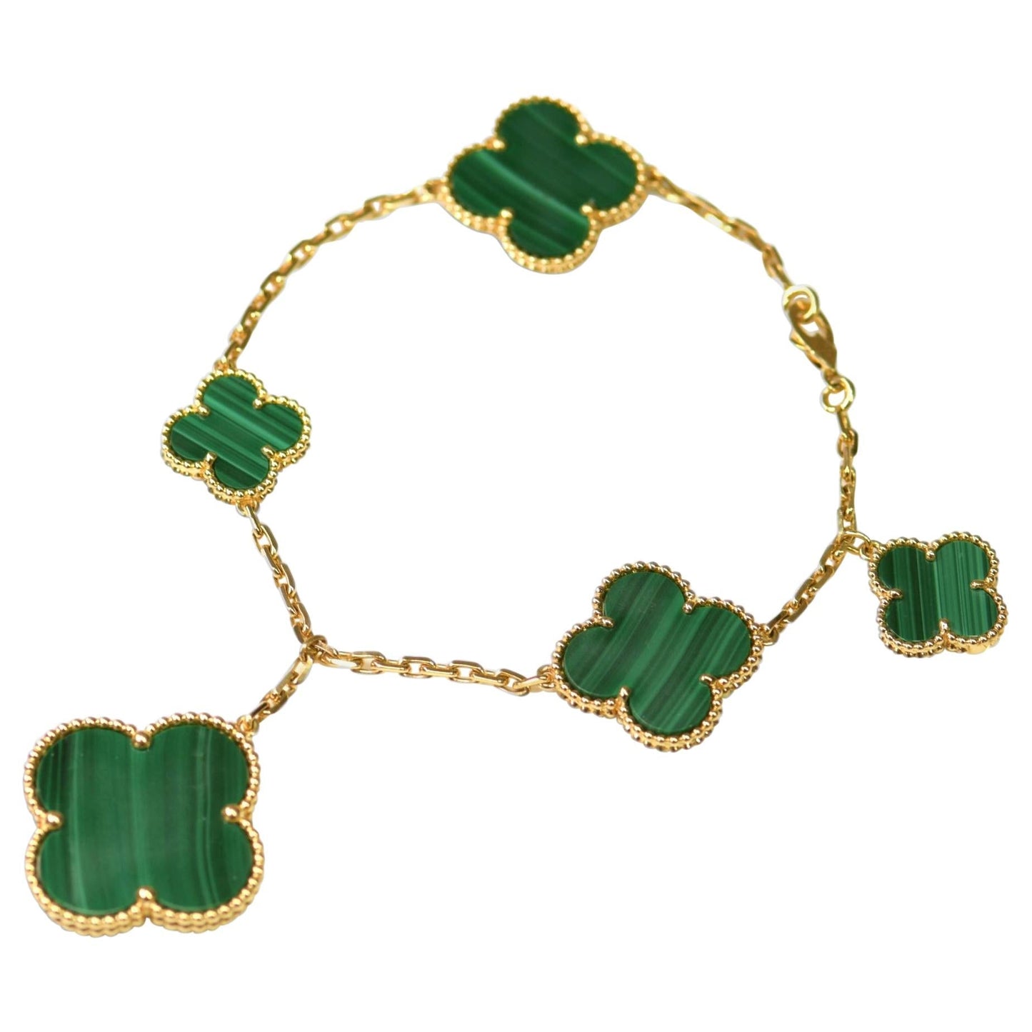 [Rose Jewelrys]MAGIC CLOVER MALACHITE GOLD BRACELET 5 MOTIFS