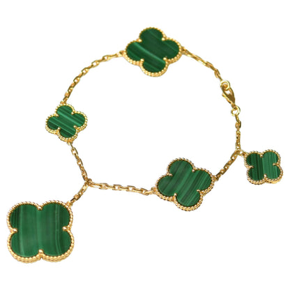 [Rose Jewelrys]MAGIC CLOVER MALACHITE GOLD BRACELET 5 MOTIFS