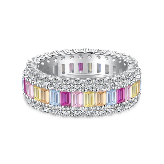 [Rose Jewels]Dainty Colorful Radiant Cut Daily Ring