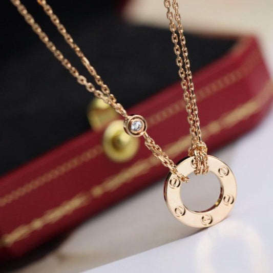[Rose Jewelrys]LOVE NECKLACE ADJUSTABLE ROSE GOLD 2 DIAMOND