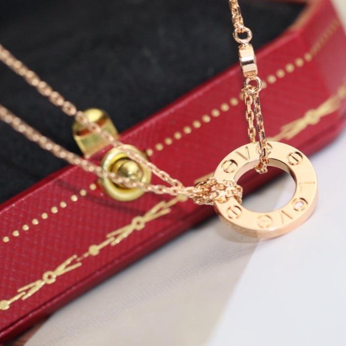 [Rose Jewelrys]LOVE NECKLACE ADJUSTABLE ROSE GOLD 2 DIAMOND