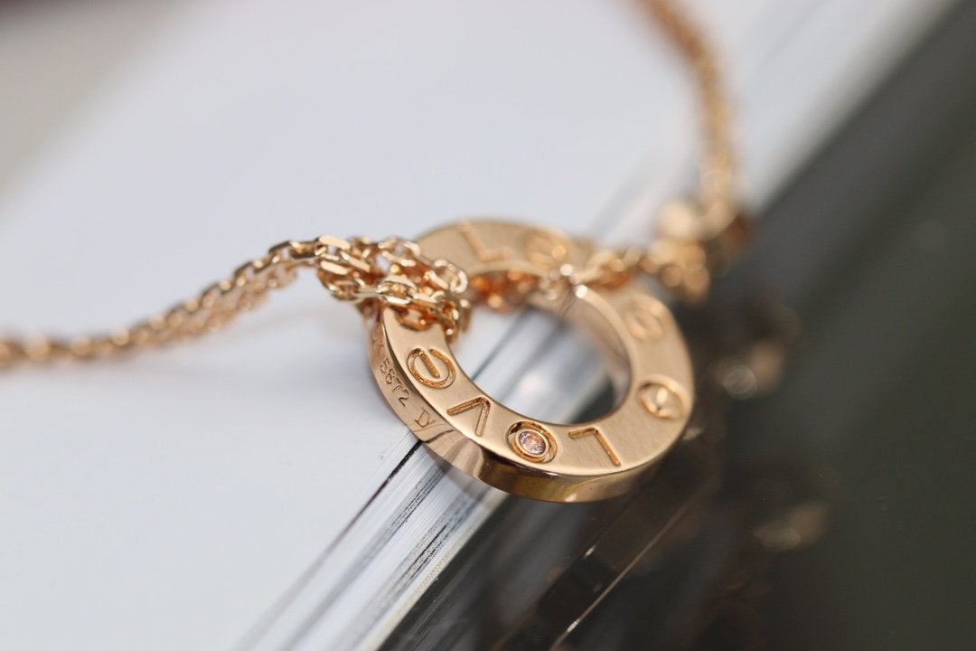 [Rose Jewelrys]LOVE NECKLACE ADJUSTABLE ROSE GOLD 2 DIAMOND