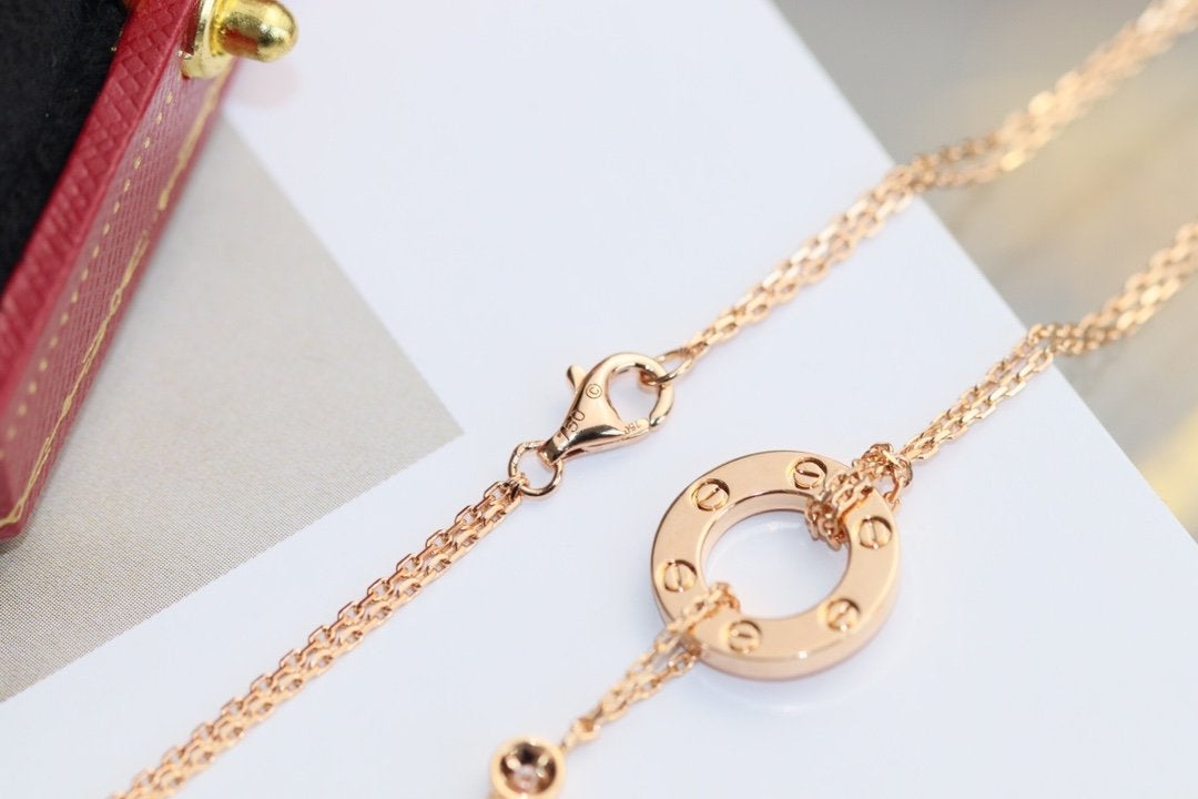 [Rose Jewelrys]LOVE NECKLACE ADJUSTABLE ROSE GOLD 2 DIAMOND