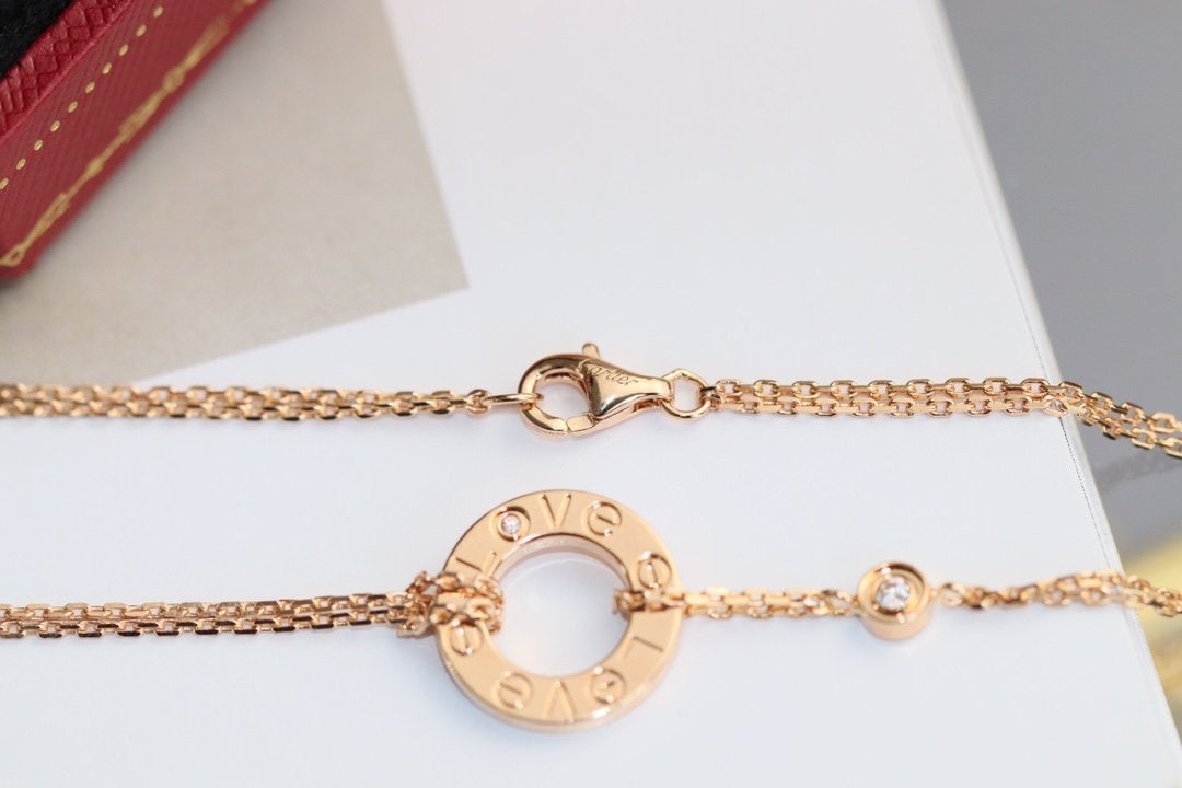 [Rose Jewelrys]LOVE NECKLACE ADJUSTABLE ROSE GOLD 2 DIAMOND