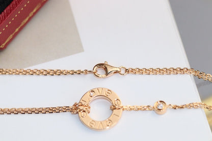[Rose Jewelrys]LOVE NECKLACE ADJUSTABLE ROSE GOLD 2 DIAMOND