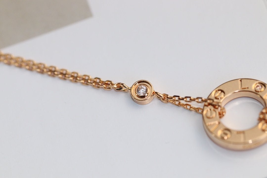 [Rose Jewelrys]LOVE NECKLACE ADJUSTABLE ROSE GOLD 2 DIAMOND