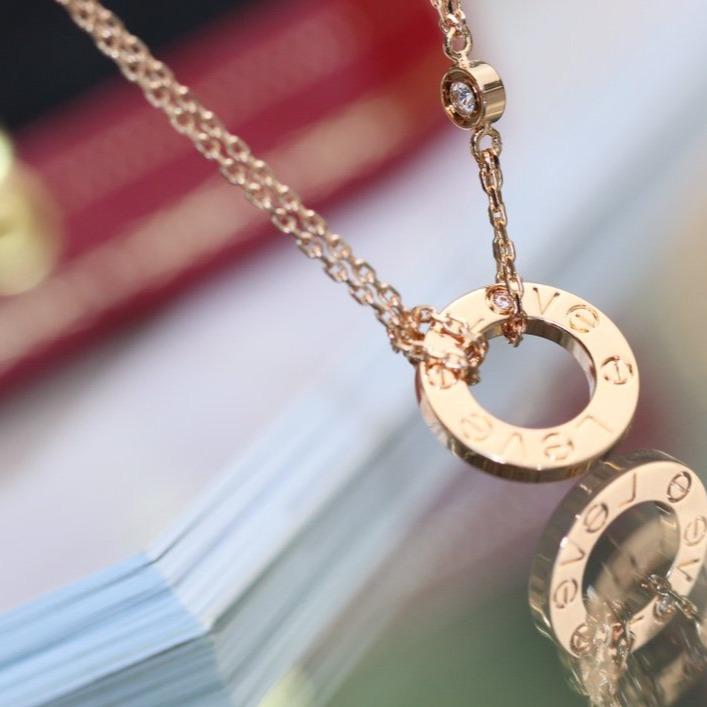 [Rose Jewelrys]LOVE NECKLACE ADJUSTABLE ROSE GOLD 2 DIAMOND