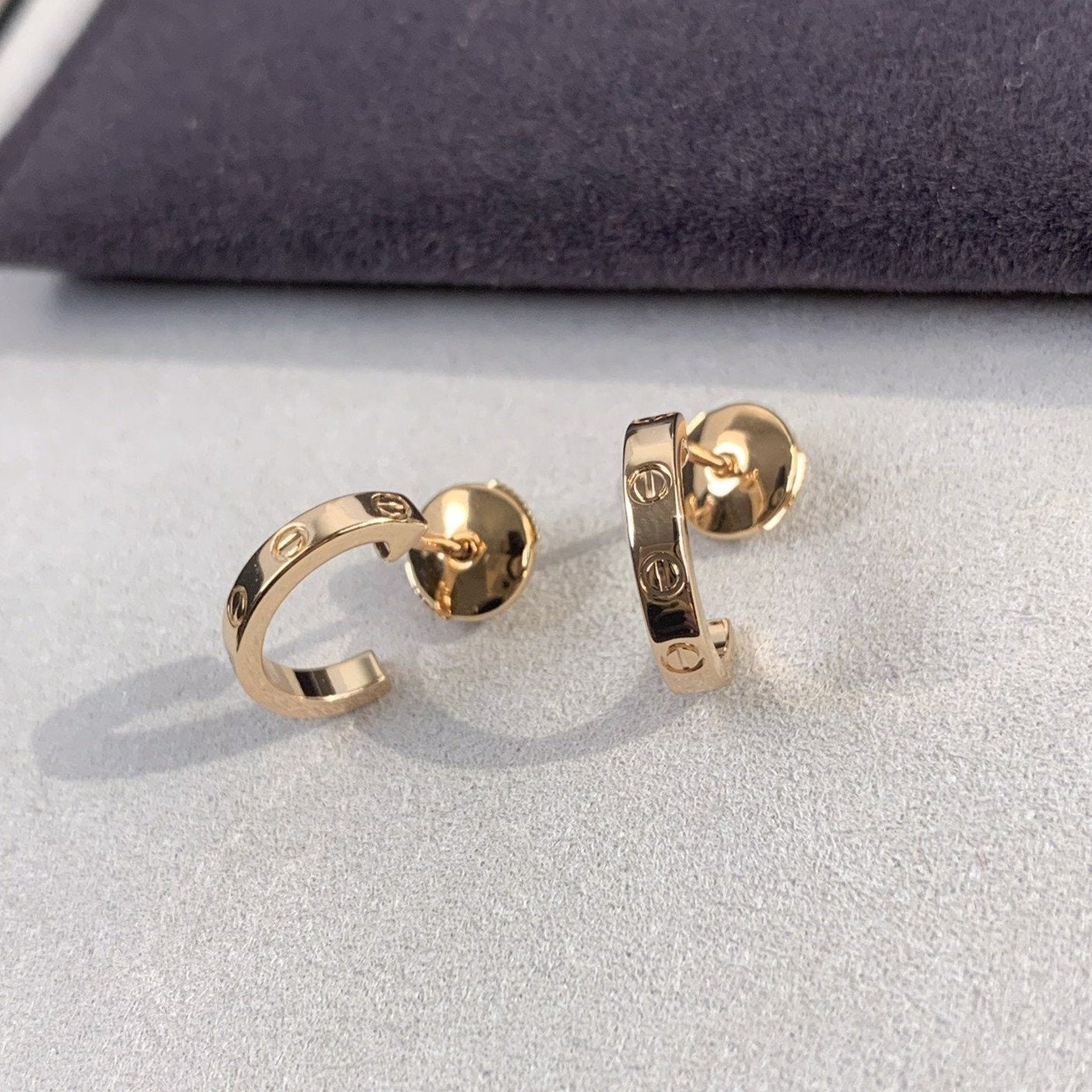 [Rose Jewelrys]LOVE EARRINGS 2.65MM PINK GOLD