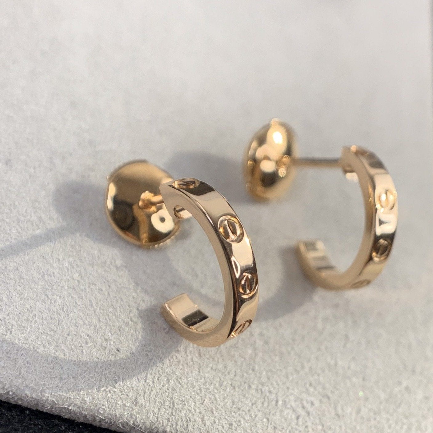 [Rose Jewelrys]LOVE EARRINGS 2.65MM PINK GOLD