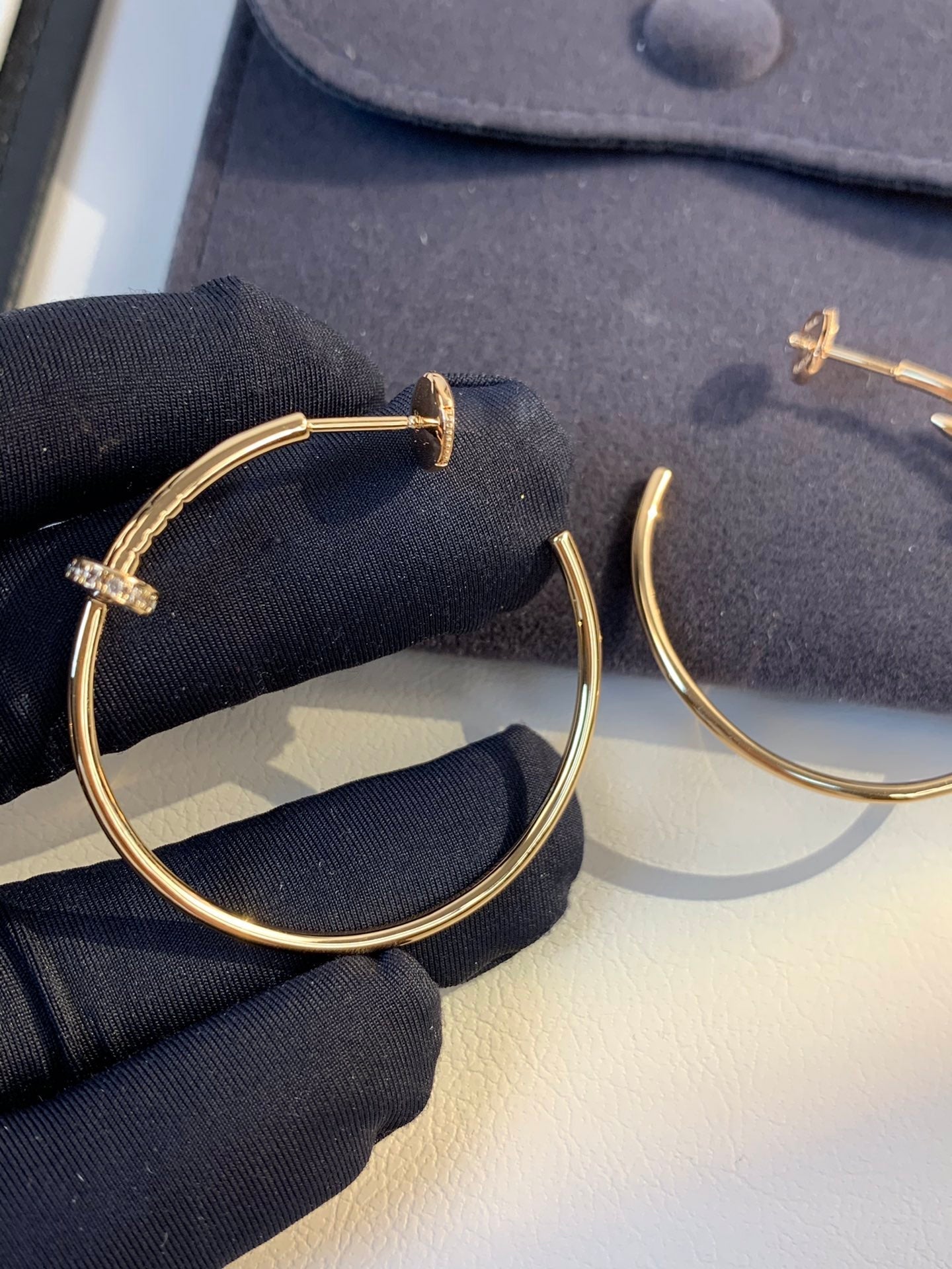 [Rose Jewelrys]JUSTE EARRINGS GOLD DIAMONDS 1.8MM