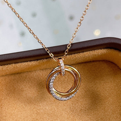 [Rose Jewelrys]TRINITY NECKLACE SILVER GOLD PINK GOLD DIAMONDS