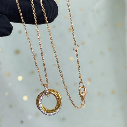 [Rose Jewelrys]TRINITY NECKLACE SILVER GOLD PINK GOLD DIAMONDS
