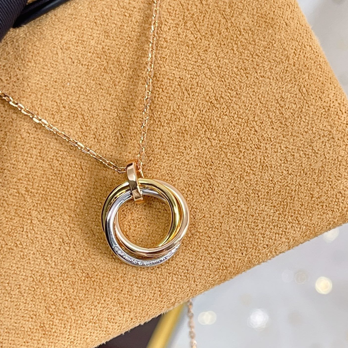 [Rose Jewelrys]TRINITY NECKLACE SILVER GOLD PINK GOLD DIAMONDS