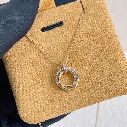 [Rose Jewelrys]TRINITY NECKLACE SILVER GOLD PINK GOLD DIAMONDS
