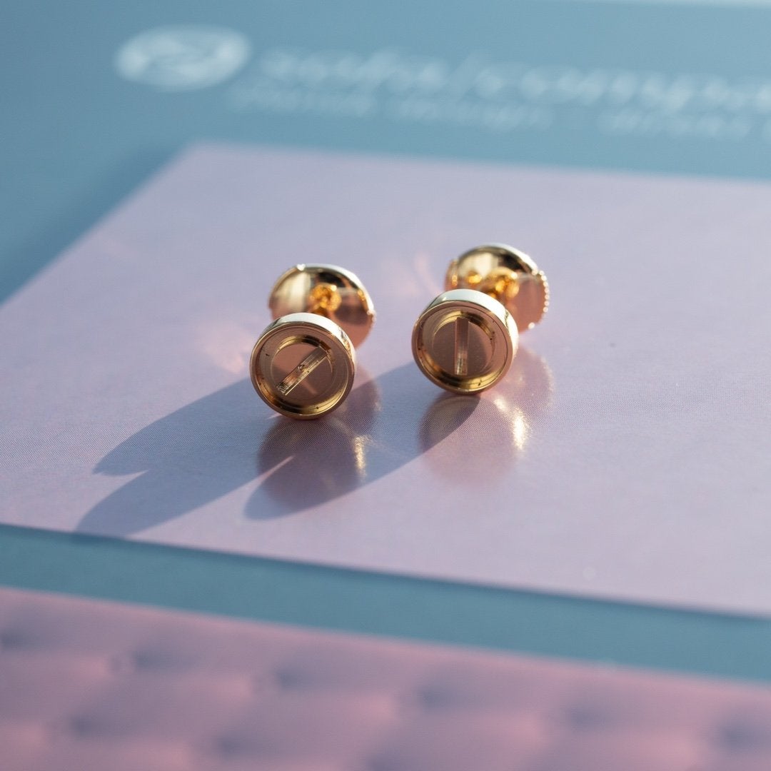 [Rose Jewelrys]LOVE EARRINGS PINK GOLD 10MM