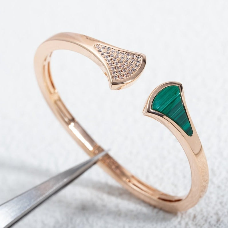 [Rose Jewelrys]DREAM BRACELET OPEN MALACHITE PINK GOLD