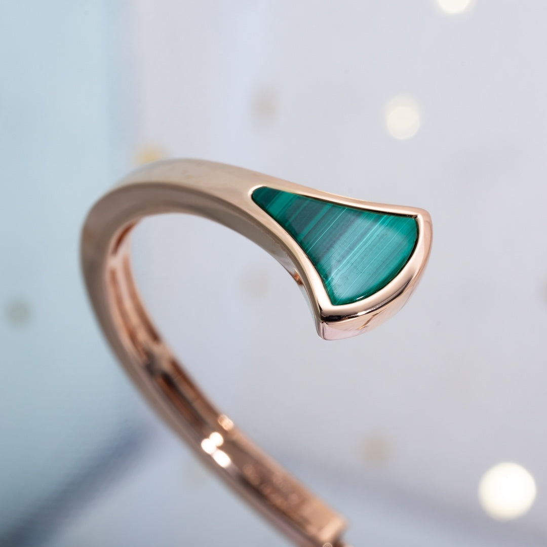 [Rose Jewelrys]DREAM BRACELET OPEN MALACHITE PINK GOLD