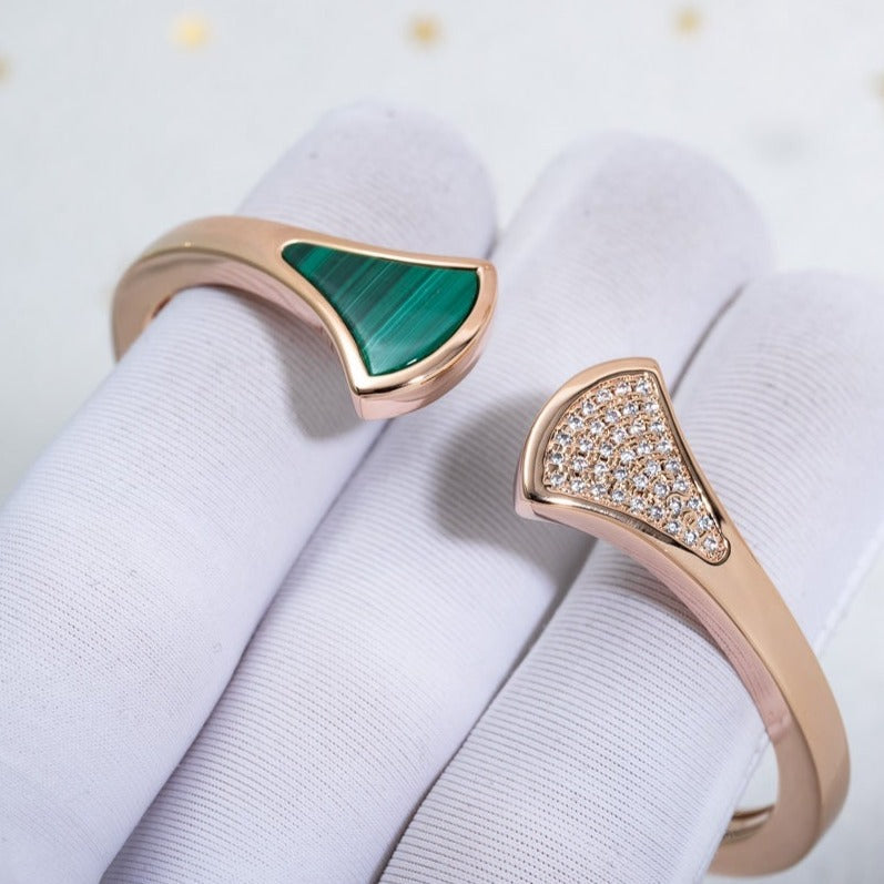 [Rose Jewelrys]DREAM BRACELET OPEN MALACHITE PINK GOLD