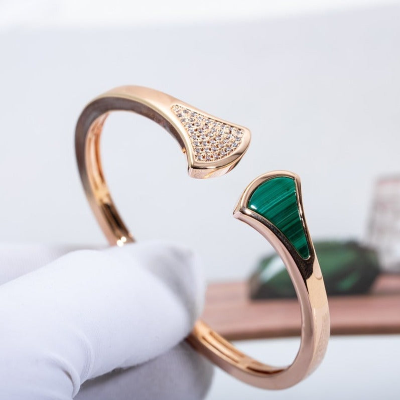 [Rose Jewelrys]DREAM BRACELET OPEN MALACHITE PINK GOLD