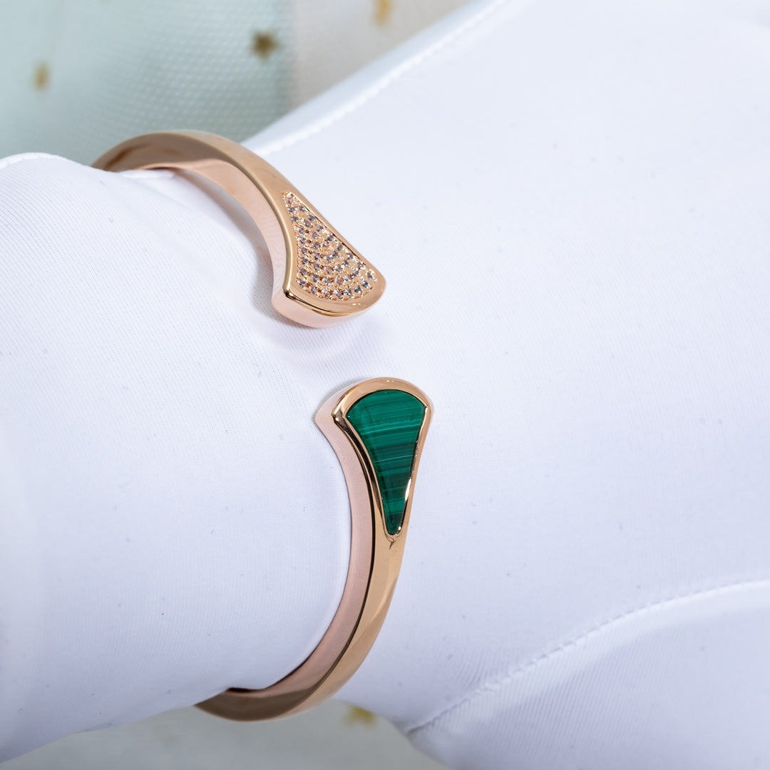 [Rose Jewelrys]DREAM BRACELET OPEN MALACHITE PINK GOLD