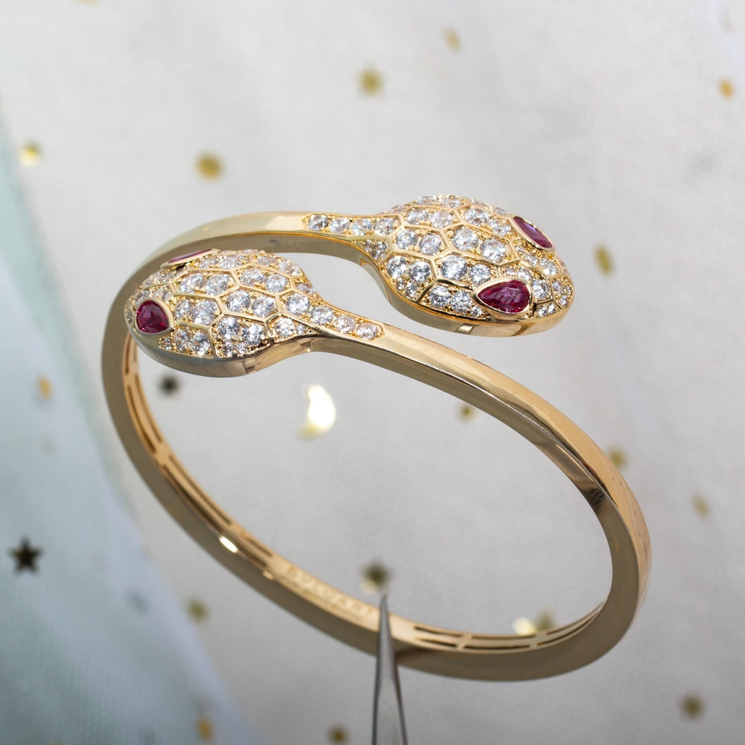 [Rose Jewelrys]SERPENTI BRACELET PINK GOLD DIAMOND DOUBLE SNAKE