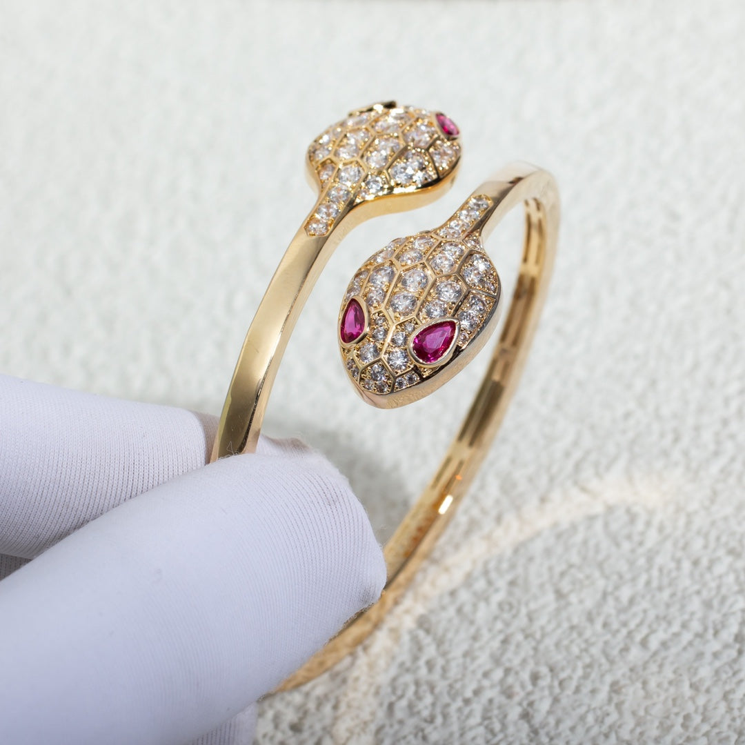 [Rose Jewelrys]SERPENTI BRACELET PINK GOLD DIAMOND DOUBLE SNAKE