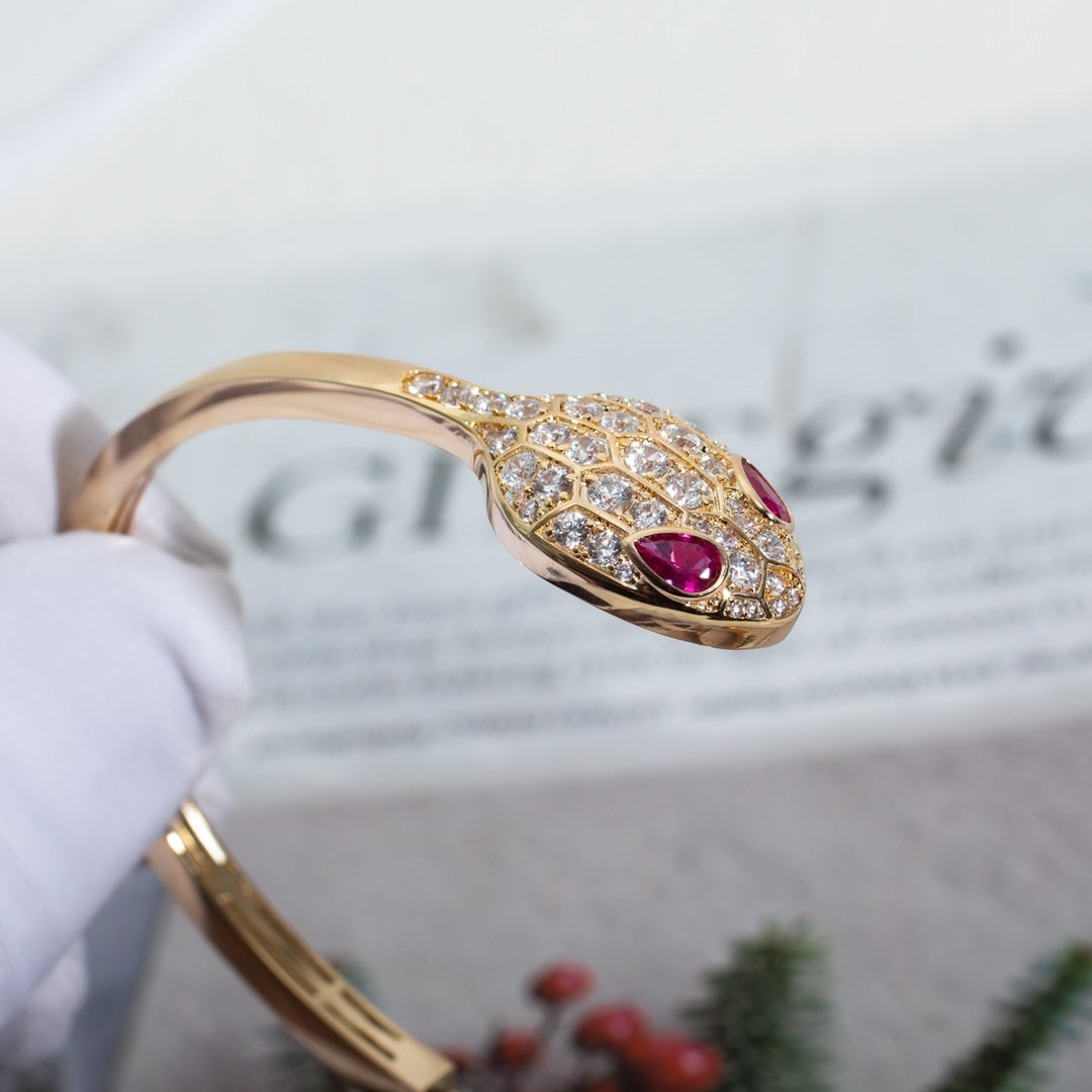 [Rose Jewelrys]SERPENTI BRACELET PINK GOLD DIAMOND DOUBLE SNAKE
