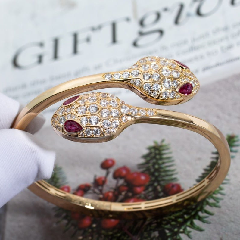 [Rose Jewelrys]SERPENTI BRACELET PINK GOLD DIAMOND DOUBLE SNAKE